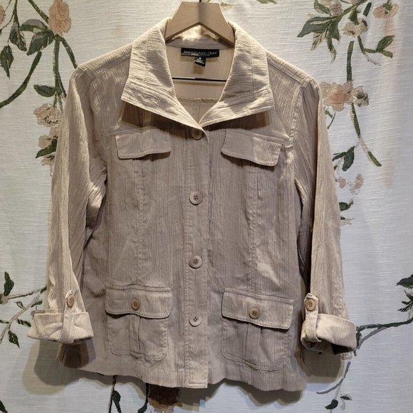 Monterey Bay Women's Beige Casual Button-down Blouse Size Medium - Picture 1 of 10